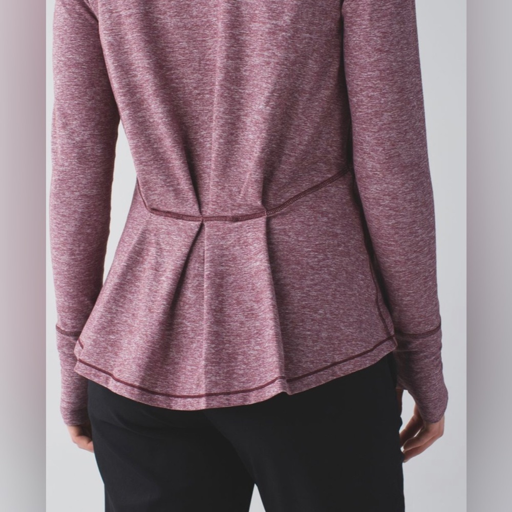 Lululemon Women’s Warm Your Core Long Sleeve Tee Heathered Bordeaux Drama Size 4 - Picture 3 of 8